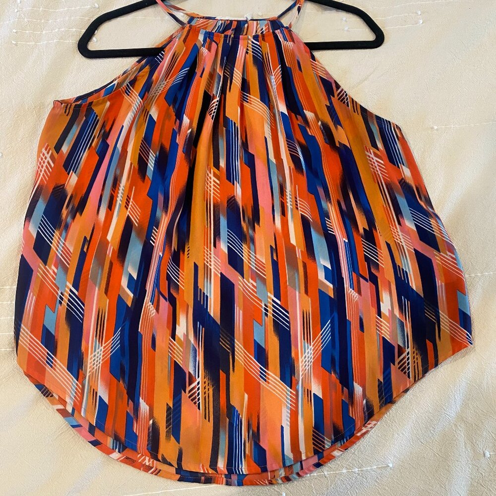 Blouse, Lush, Size Medium, Multi colored bright pattern